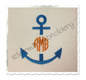 Anchor Monogram Frame Machine Embroidery Design