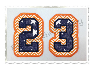 Double Applique Varsity Athletic Style Numbers Machine Embroidery Design