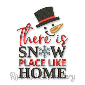 There's Snow Place Like Home Snowman Face Machine Embroidery Design