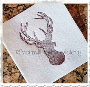 Sketch Buck Deer Head Embroidery Design