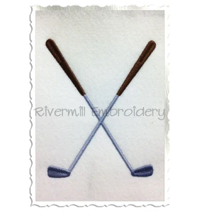 Crossed Golf Clubs Machine Embroidery Design