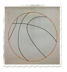 Redwork Style Basketball Machine Embroidery Design