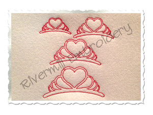 Redwork Style Tiara Machine Embroidery Design