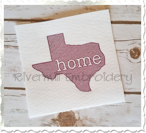 Vintage Sketch Style Texas Home Machine Embroidery Design