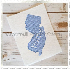 Sketch Style New Jersey Home Machine Embroidery Design