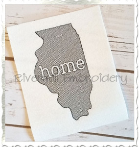 Sketch Style Illinois Home Machine Embroidery Design