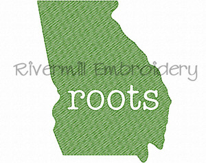 Sketch Style Georgia Roots Machine Embroidery Design
