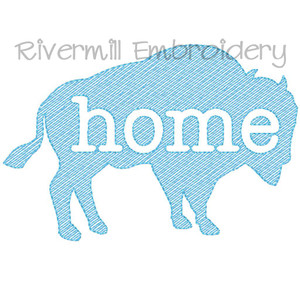 Vintage Sketch Style Buffalo Home Machine Embroidery Design