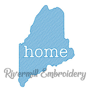 Sketch Style Maine Home Machine Embroidery Design