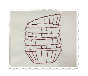 Redwork Vintage Style Stack of Tin Molds Machine Embroidery Design