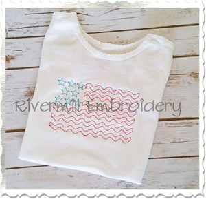 Vintage Style American Flag Machine Embroidery Design