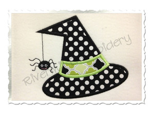 Applique Witch Hat With A Spider Machine Embroidery Design