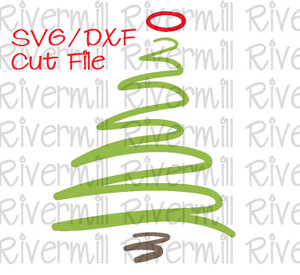 SVG DXF Scribble Christmas Tree Cut File