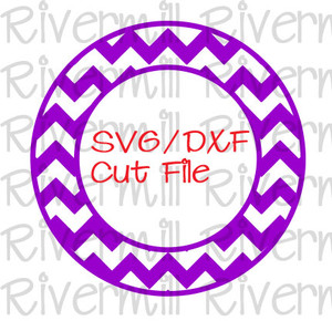 SVG DXF Chevron Circle Monogram Frame Cut File