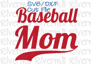 SVG DXF Baseball Mom With Swash Cut File