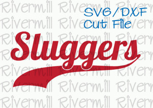 SVG DXF Sluggers with Swash Tail Cut File