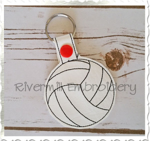 Volleyball In The Hoop Snap Tab Key Fob Machine Embroidery Design Version 2