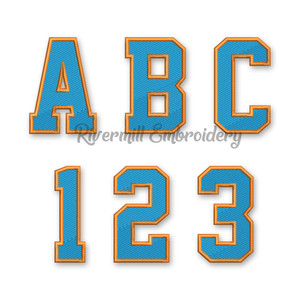 2 Color Varsity Style Machine Embroidery Alphabet