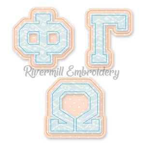 Raggy Double Applique Greek Varsity Machine Embroidery Alphabet