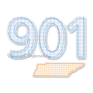 Raggy Applique Tennessee 901 Area Code Machine Embroidery Design
