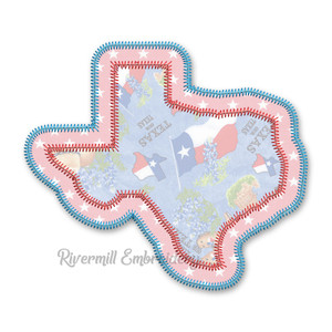 Zig Zag Double Applique State of Texas Machine Embroidery Design