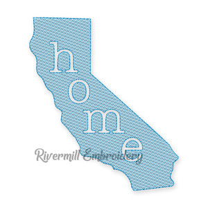 Sketch Style California Home Machine Embroidery Design