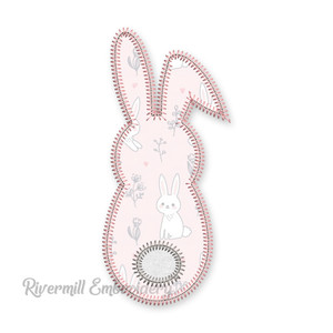 Bunny With A Tail Zig Zag Applique Machine Embroidery Design