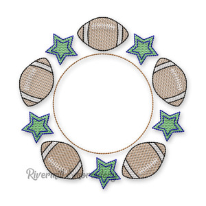 Sketch Style Football Monogram or Initial Frame Machine Embroidery Design