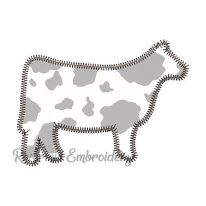 Zig Zag Applique Cow Machine Embroidery Design