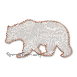 Large Zig Zag Applique Walking Bear Silhouette Machine Embroidery Design