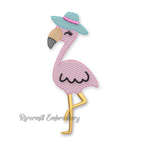 Sketch Style Flamingo Machine Embroidery Design
