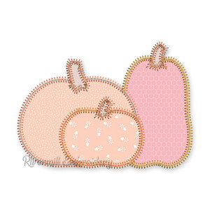 Large Zig Zag Applique Pumpkin Trio Machine Embroidery Design