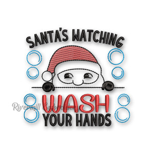 Santa's Watching Wash Your Hands Christmas Toilet Paper Machine Embroidery Design