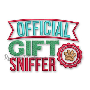 Official Gift Sniffer Dog Christmas Machine Embroidery Design