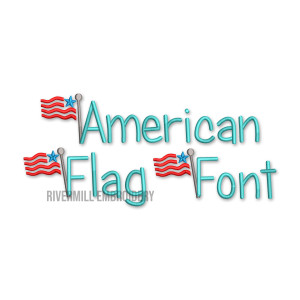America USA Flag Patriotic Machine Embroidery Font Alphabet