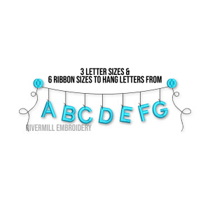 Hanging Letters Machine Embroidery Font Alphabet