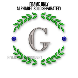 Laurel Leaf Monogram Frame Machine Embroidery Design