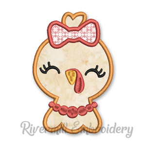 Turkey With A Bow Thanksgiving Applique Machine Embroidery Design