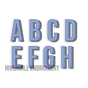 Sketch Shadow Block Machine Embroidery Alphabet Font