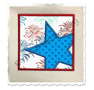 Applique Star in a Square Frame Machine Embroidery Design