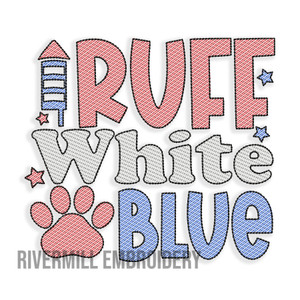 Ruff White Blue Sketch Machine Embroidery Design Dog Pet Lover