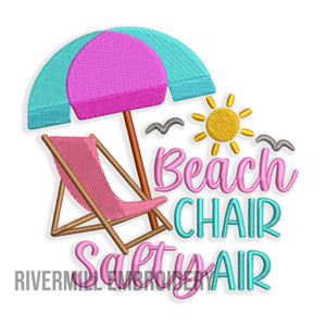 Beach Chair Salty Air  Machine Embroidery Design