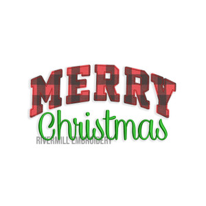 Merry Christmas Raggy Applique Machine Embroidery Design