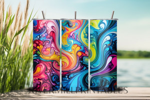 Paint Swirls 20oz Skinny Tumbler Wrap PNG