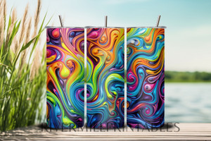 Paint Swirls 20oz Skinny Tumbler Wrap PNG