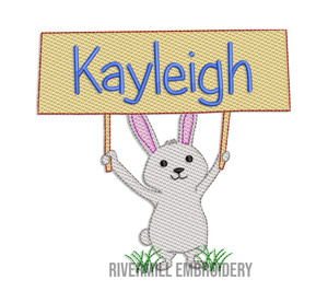 Sketch Bunny with Sign Machine Embroidery Design