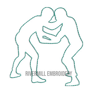 Mini Wrestlers Outline Machine Embroidery Design