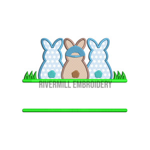Applique Boy Bunny Trio Machine Embroidery Design