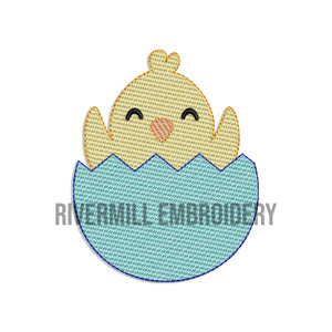 Small Sketch Chick in an Egg Machine Embroidery Design