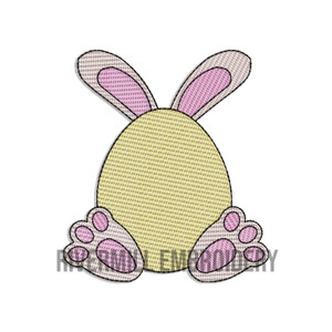 Small Sketch Easter Egg With Bunny Ears & Feet Machine Embroidery Design